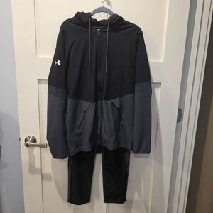 Under Armour Men's UA Squad Warm-Up Jacket  & Pants  Black Gray Sm Windbreaker